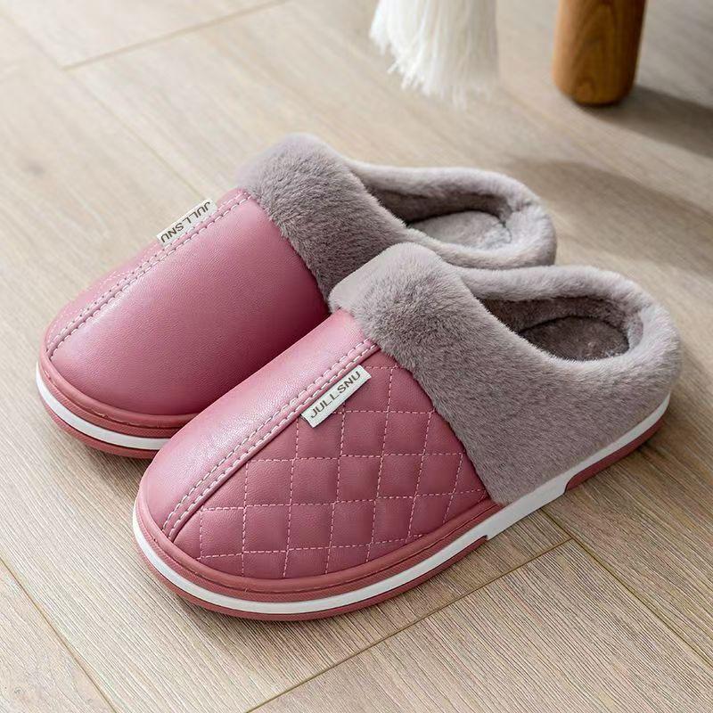 Elderly cotton slippers men's winter waterproof home indoor non-slip warm elderly large size slippers women