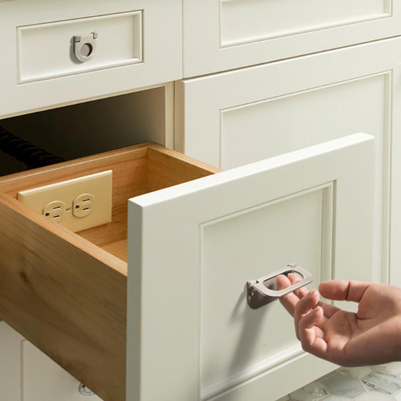 KAK Zinc Alloy Cabinet Knobs and Handles Tatami Hidden Door Handles Kitchen Handles Black Drawer Knobs Furniture Handle Hardware
