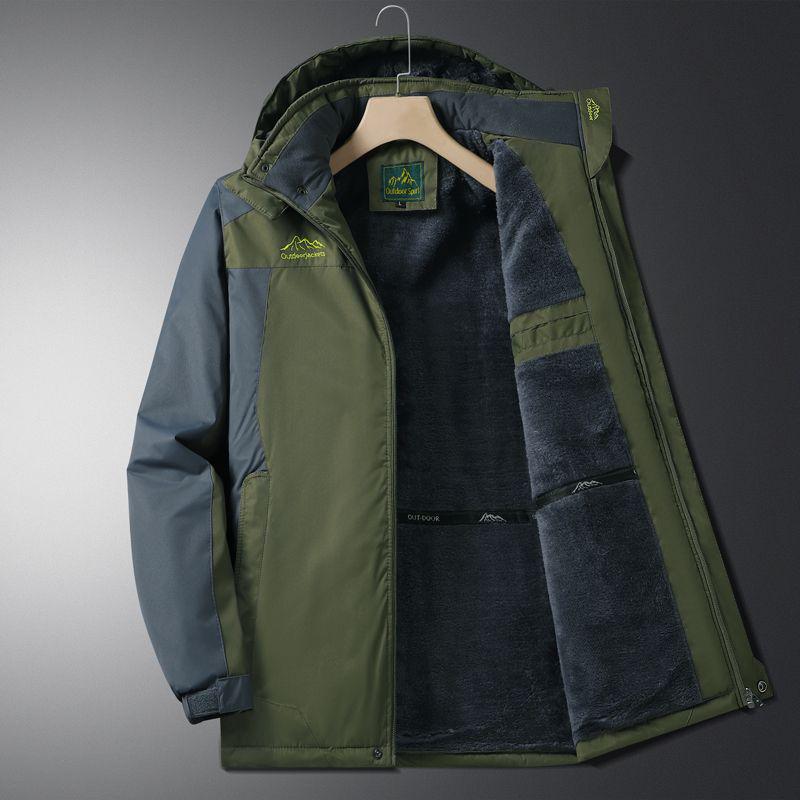 Men's Mid-Length Winter Coat, Fleece-Lined and Extra Thick for Middle-Aged and Elderly