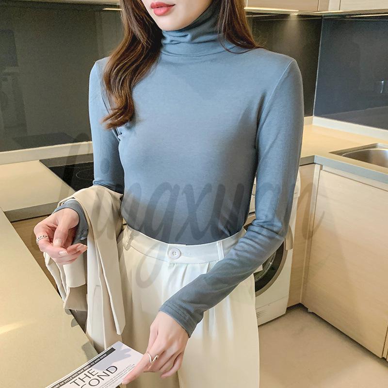 Women's High-Neck Knit Base Layer - Slimming Solid Color Autumn 2026 Style