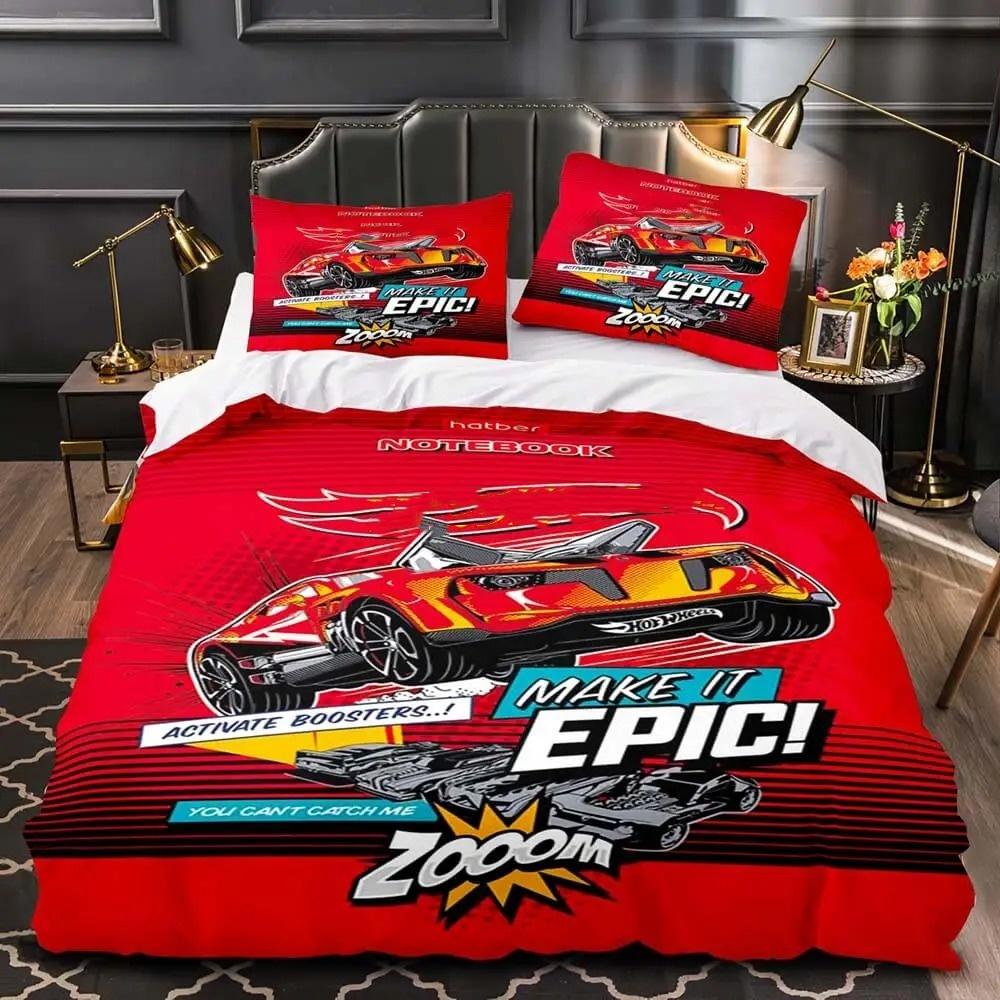 Cartoon Car Bedding Set 3 Piece Set 1 Duvet Cover + 1/2 Pillowcase 3D Kids Cute Home Bedroom Decoration comforter sets