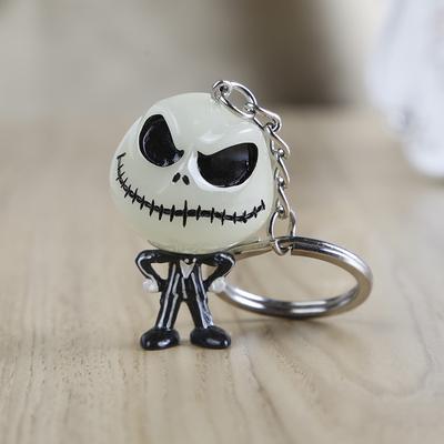 Anime Figure Keychain Luminous Skull Skeleton Horror Jack Pendant Toys Ornament Keyring Jewelry Halloween Decoration Kids Gift
