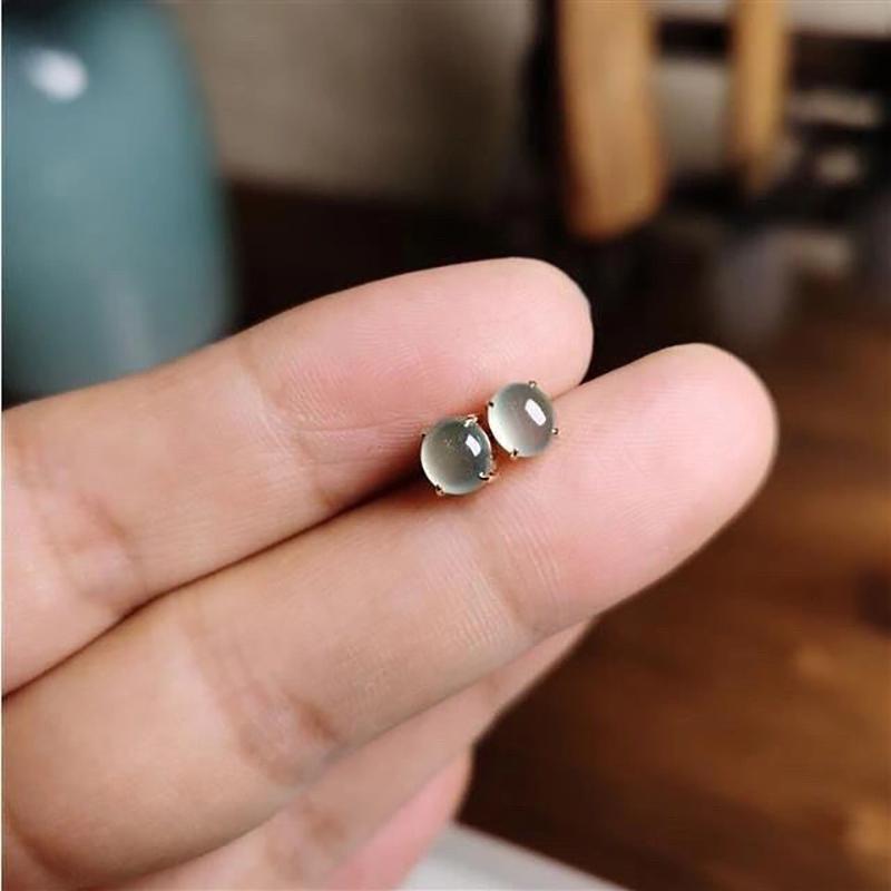 

инкрустированные ледяной халцедон овальные короткие серьги простые очаровательные легкие роскошные женские украшения для юбилейного банкета