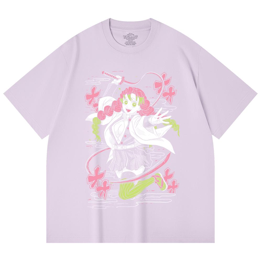 230 Gsm 100% Cotton Demon Slayer V49 Mitsuri Print Unisex Heavy Cotton T Shirt