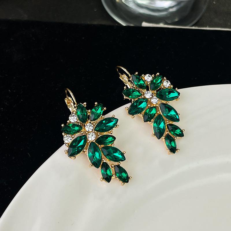 Boucles d'oreilles pendantes Zircon Fleur Colorée pour Femmes, Boucles d'oreilles pendantes Statement pour Fête & Usage Quotidien