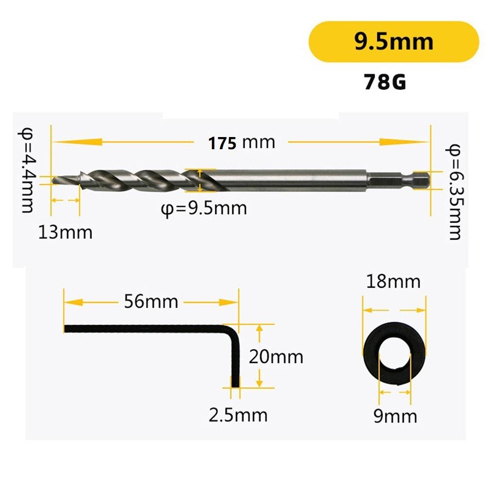 Hex Step Drill Bit 14 9 5mm Diameter (3/8 ) with 1/4 Hex Shank for Manual Pocket Hole Jig Use Suitable for Corded Drills