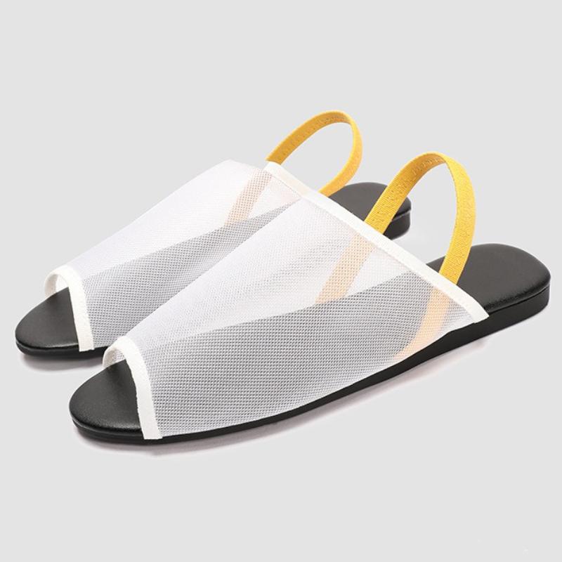 

Fashion Concise Mesh Hollow Breathable Flat Slippers Women Sexy Open Toe Back Strap Casual Shoes Fashion Comfort Designer Brand Sandals 35 белый