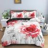 Red Rose King Queen Duvet Cover Valentine's Day Wedding Couple Flower Bedding Set 2/3Pcs Love Heart Floral Polyester Quilt Cover