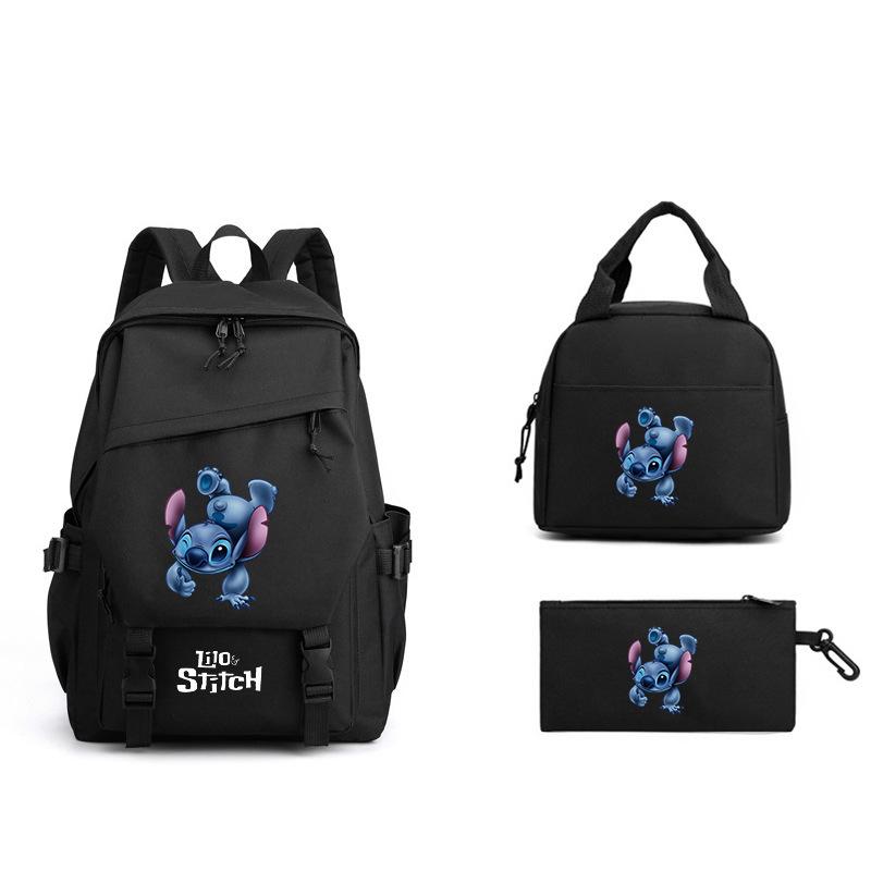 3-Piece LiloStitch Kids Backpack Cartoon Pencil Case Boys Girls Student Backpack