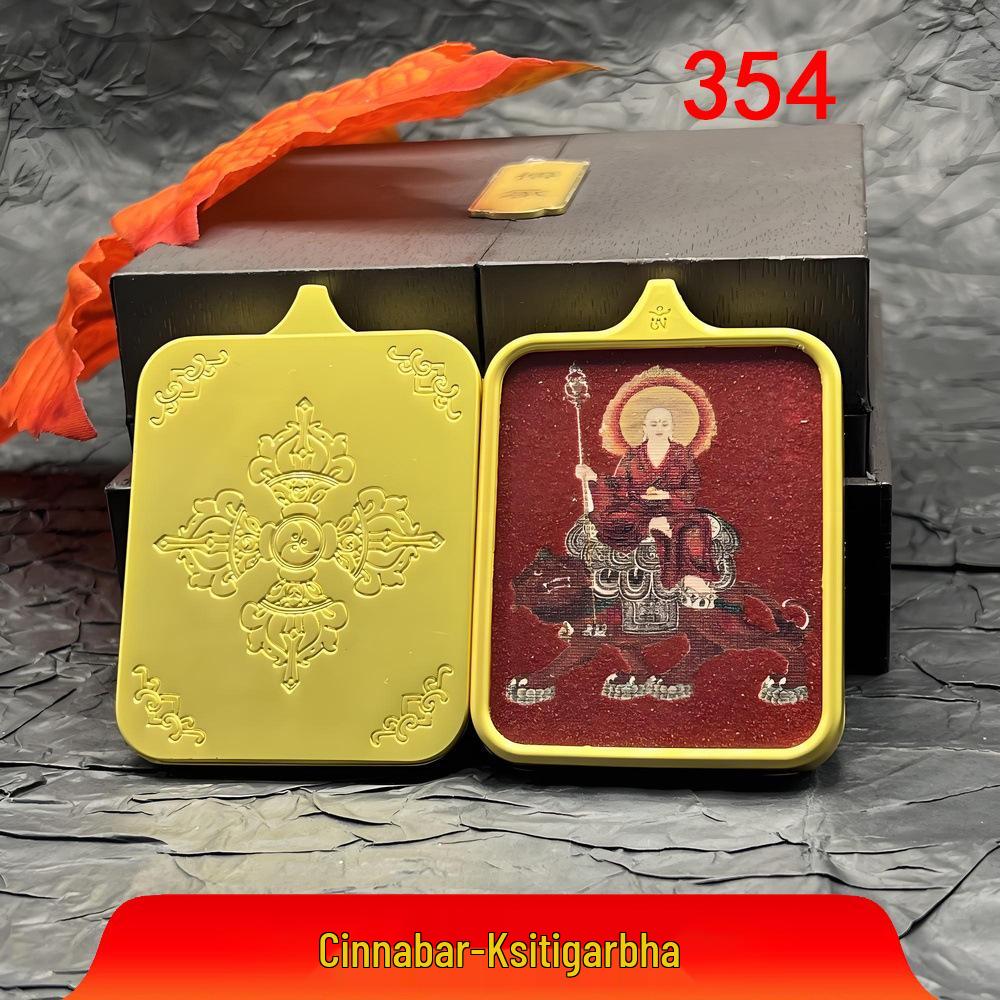 Jiuhuashan Cinnabar Ksitigarbha Thangka Pendant Necklace
