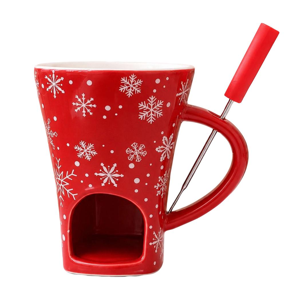 Ceramic Chocolate Fondue Cup, Christmas Holiday Dessert Fondue Cup for Parties and Gifts