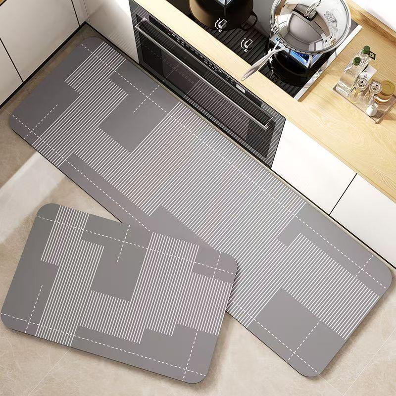 Nordic Diatomaceous Earth Kitchen Mat: Water & Oil Absorbent, Stain-Resistant, Non-Slip, Easy Care.