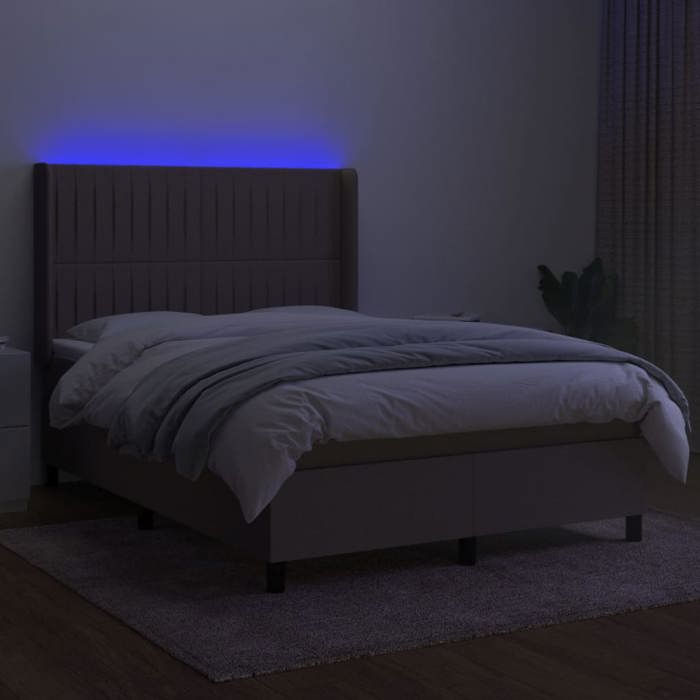 Maison Exclusive - Sommier à lattes de lit matelas et LED Taupe 140x190 cm Tissu