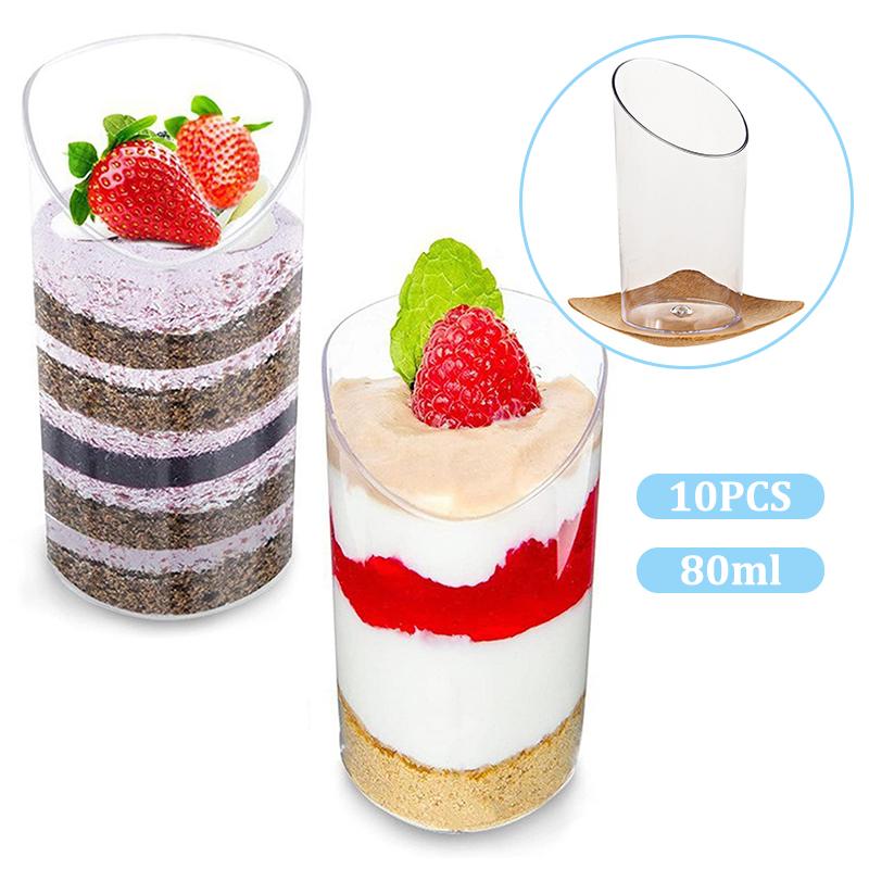 10Pcs Dessert Cups Mini Clear Plastic Reusable Tasting Party Desserts Appetizers Mousse Jelly Yogurt Baking Serving Salads Bowl