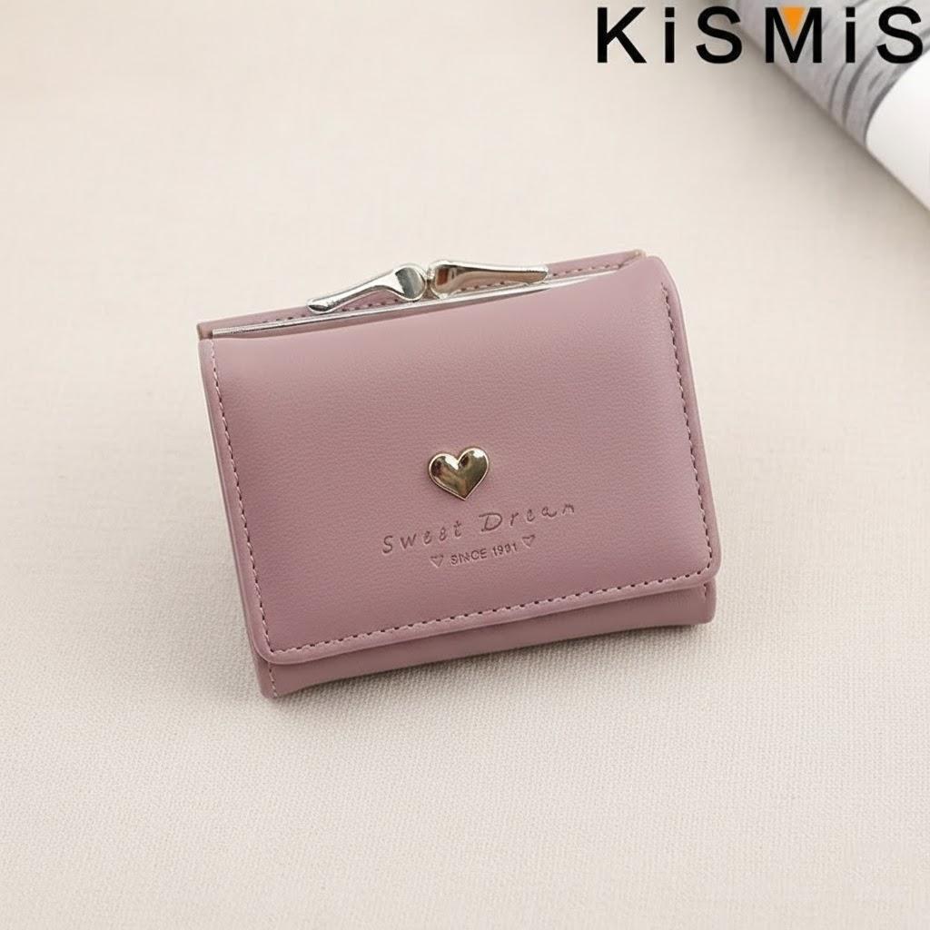 Female Tri-fold Wallet Korean Fashion Small Coin Purse Love Design Stylish Ladies Card Holder Wallet