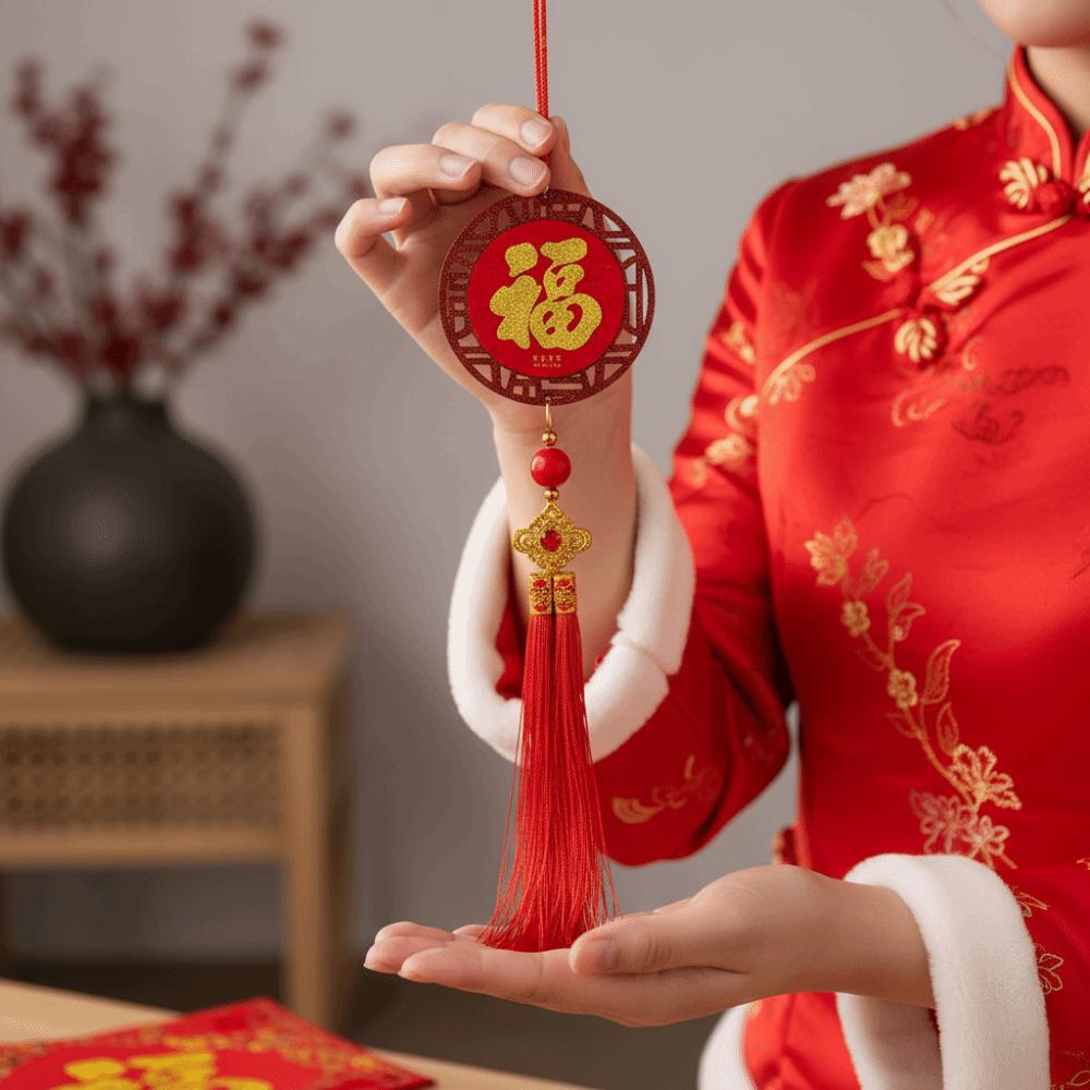 Chinese Style 2026 New Years Decoration Traditional Good Luck Spring Festival Door Decoration Blessing Red