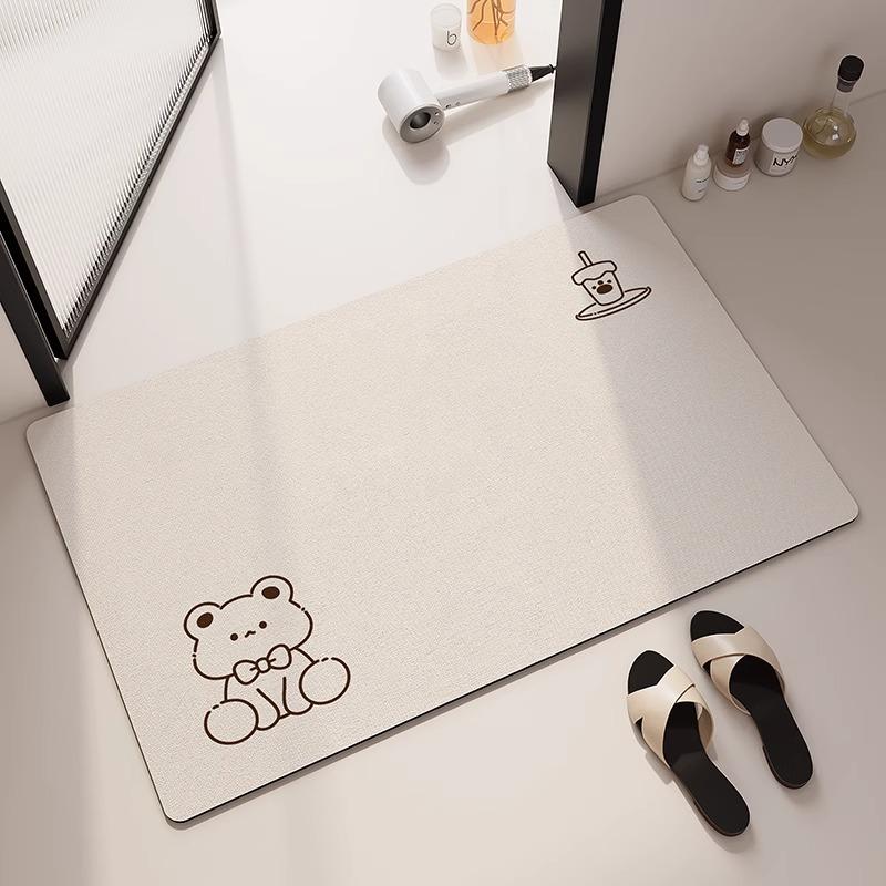 Badezimmer saugfähige Bodenmatte, Badezimmertür Kieselgur Fußmatte, WC rutschfeste Matte, schnelltrocknender Teppich rutschfeste Silikonunterlage 40x60cm15.7x23.6in