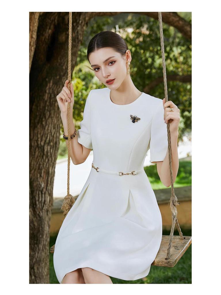 AD Women's Black Round Neck Summer Work Dress - Slimming Formal Office Wear