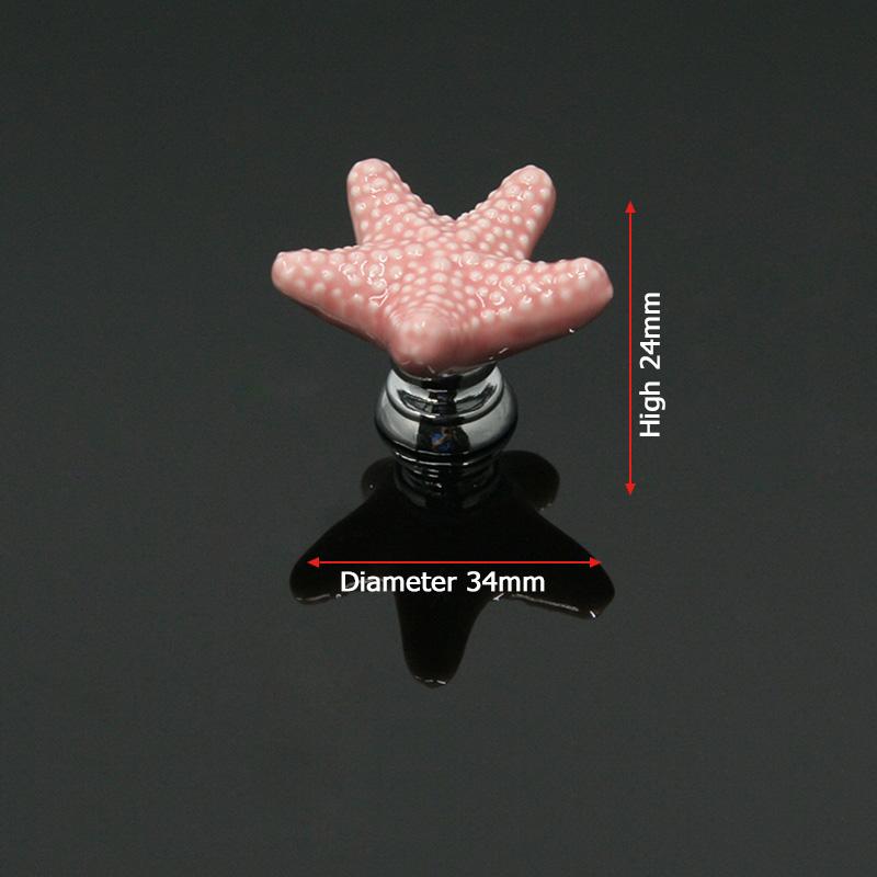 

KAK Starfish Ceramic Drawer Knobs Cabinet Pulls Kitchen Handles Cartoon Furniture Handle for Kids Room Furniture Hardware рожевий