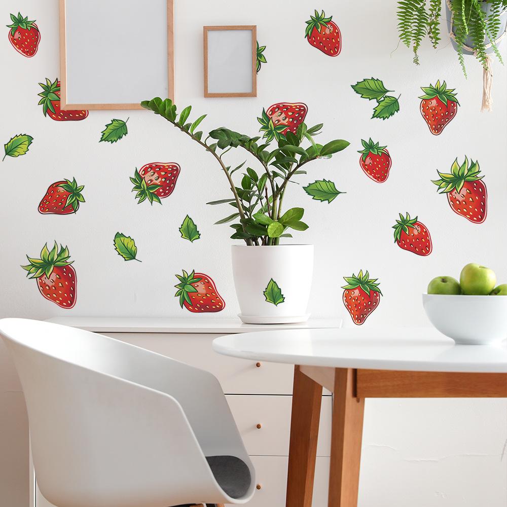Bemalte Erdbeere DIY Küche Restaurant Kühlschrankaufkleber Heimhintergrund Verschönerung Wandaufkleber