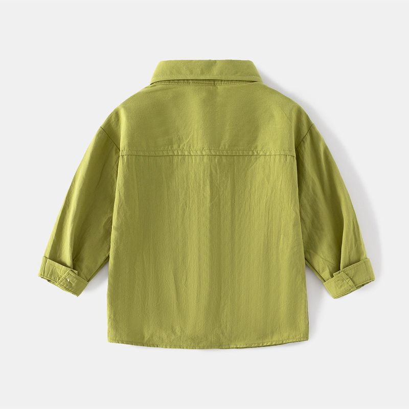 Children's Spring and Autumn Long-Sleeved Shirts for Boys, Casual and Fashionable Long-Sleeved Shirts for Boys, Solid Color Clothes for Baby Boys