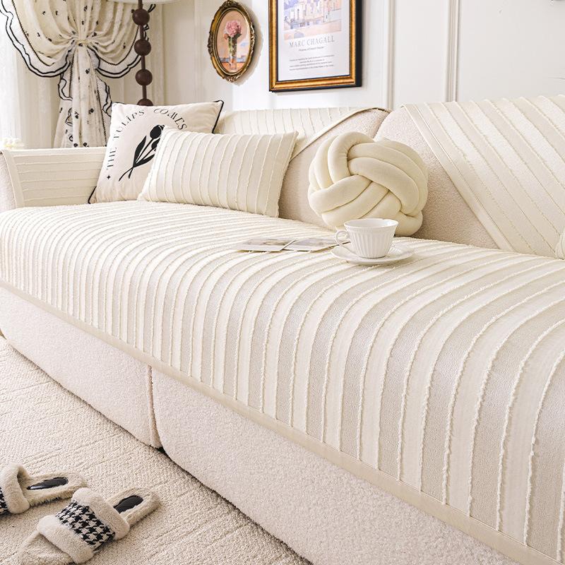 2025 new chenille thickened sofa cushion high-end light luxury four-season universal straight-row sofa cover