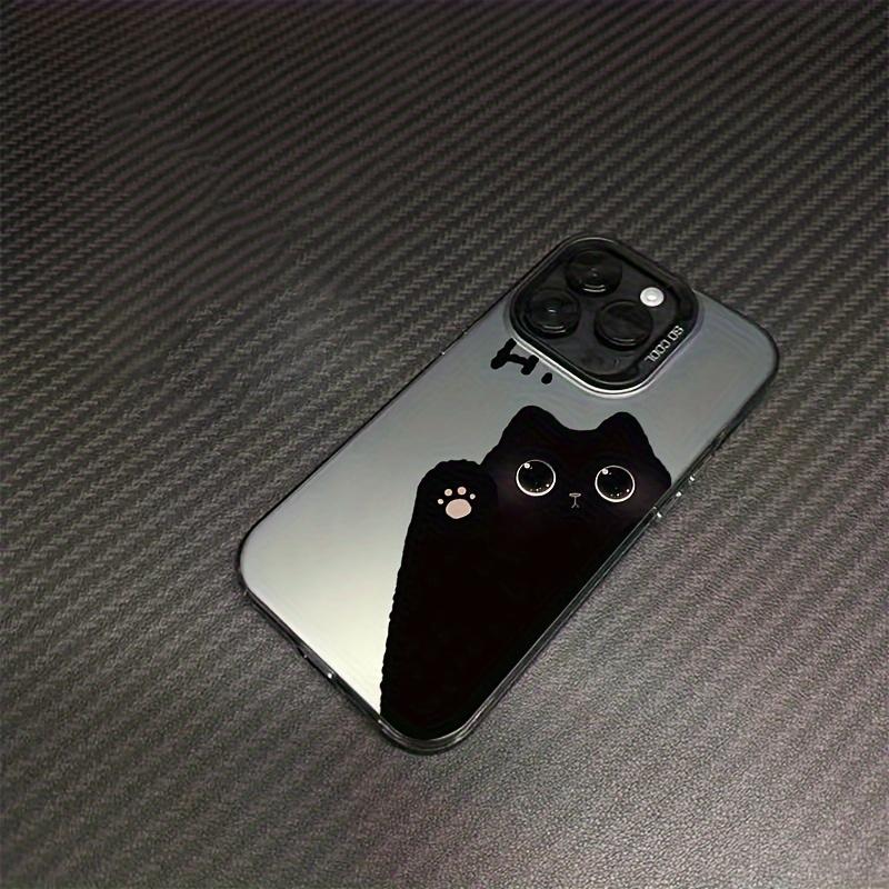 Black simple HI cat phone case is suitable for iPhone 16 15 14 13 12 11 Pro/ Max/Plus shock-proof rear cover anti-fingerprint