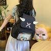 Korean schoolbag female wings polka dot retro high-value backpack female cute transparent pain bag casual play backpack