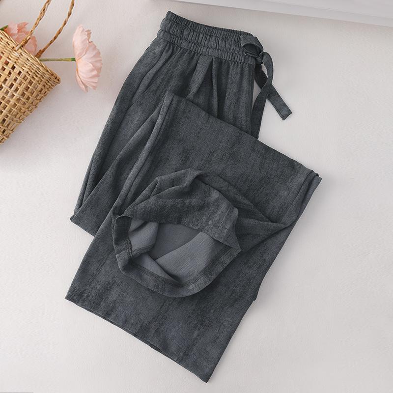 Batikkgefärbte Eis-Seide Lässige Weitbein-Hose für Damen im Sommer Neue Hochtaillierte Lockere und Schlanke Gerade Hose