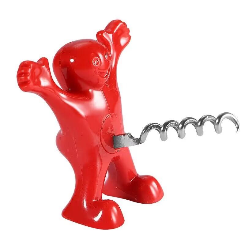 New Reusable Funny Happy Man Red Plastic Wine Cork Bottle Plug Bottle Stoppers Kitchen Bar Tools