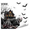 Easy Peel Window Graphics Halloween Spooky Bat Static Clings, Ghost House Glass Stickers, Adhesive-Free Beautification Sets Waterproof Decals for Bar