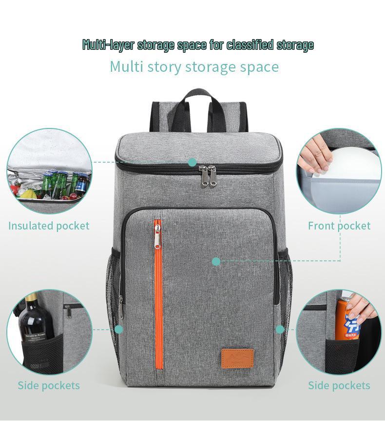Cross-border Large Capacity Insulated Backpack with Portable Ice Packs for Camping