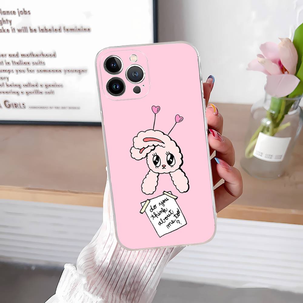 Lovely Cartoon Esthers Bunny For iPhone 11 12 13 14 15 16 17 Pro Max Plus Air Transparent Clear Shockproof Case