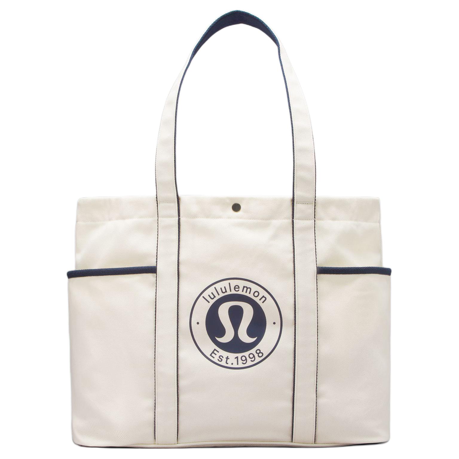 

Lululemon Daily 20L Multi-Pocket Fashion Casual Canvas Shoulder Tote Bag Unisex bags Natural Black LU9BN2S-11185 Natural & Black