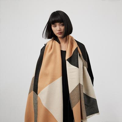 Imitation Kaschmir Geometrischer Großer Schal Klimatisierter Raum Thermischer Schal Damen Druck Mehrfarbig Außendekoration