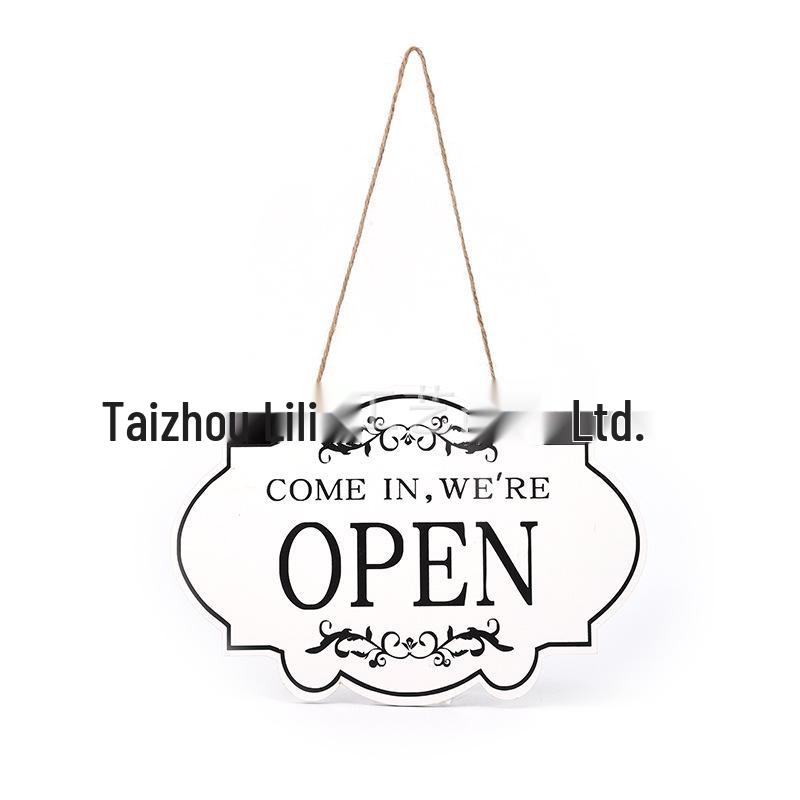 Double-Sided Wooden Hanging Door Sign for Home or Business Decor