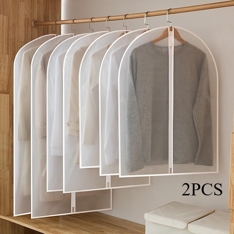 2PCS Clothes Hanging Garment Suit Coat Dust Cover Home Storage Bag Pouch Case Organizer Wardrobe Hanging Clothing