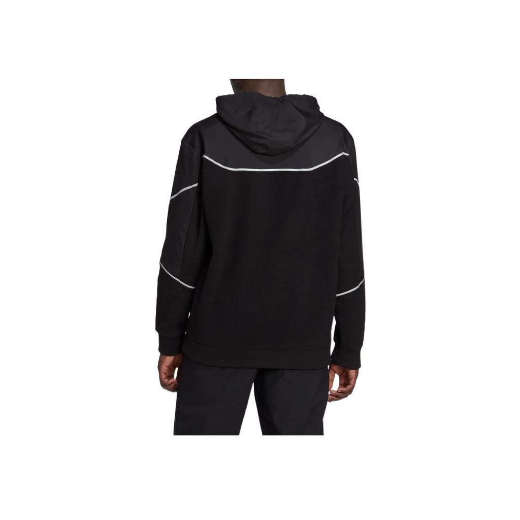 Adidas Q4 Fl Hd Embroidered Logo Drawstring Hoodie Long Sleeve Sweatshirt Men Tops Black HL6913