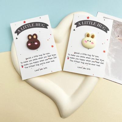 Pocket Hug Rabbit Card Little Pocket Bunny Ornament with Positive Card Pocket Hug Token Inspirational Bunny Card for Family Employee Appreciation Gift