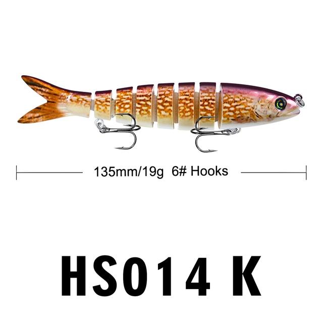 1PC [Ready Stock] 8 Sections Fishing Lure 13.5cm/19g 10cm/15.5g Jointed Swimbait Sinking Trout Wobbler Bait 6# Hook Fishing Tackle
