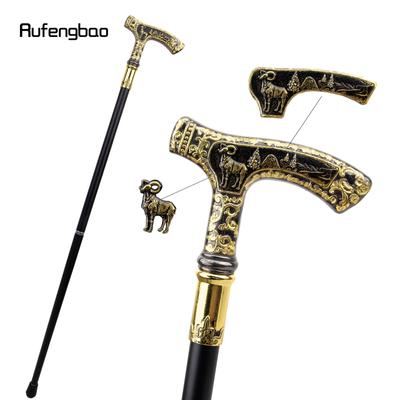 Gold Schwarz Luxus Ziegengriff Gehstock Mode Dekorativer Gehstock Gentleman Elegant Cosplay Gehstock Knauf Crosier 90cm