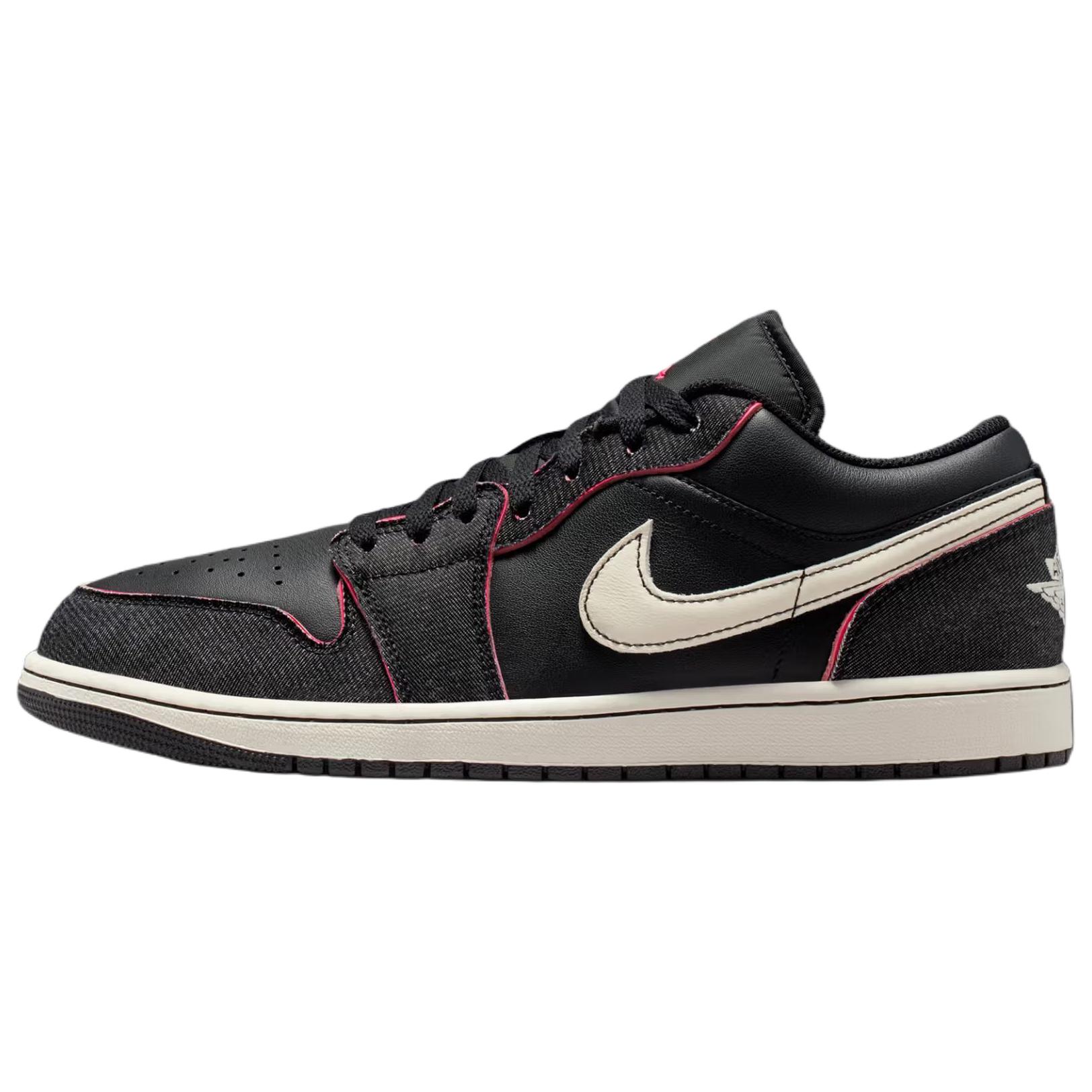 Air Jordan 1 Low SE Black Denim Unisex Sneakers Pale-Ivory Racer-Pink IR0842-010 43