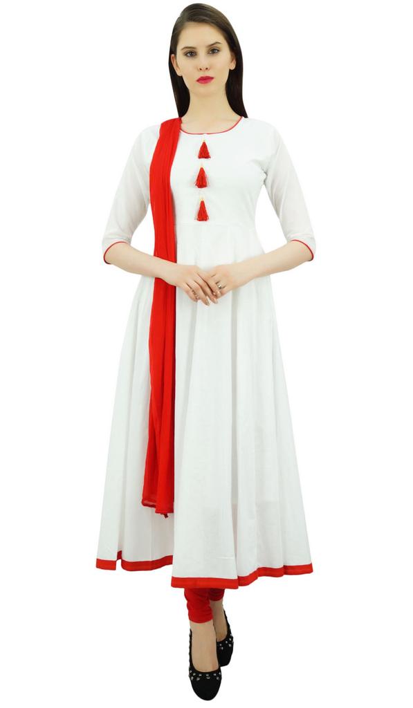 Atasi Damedesigner Anarkali Svart Salwar-drakt Etnisk indisk bomull