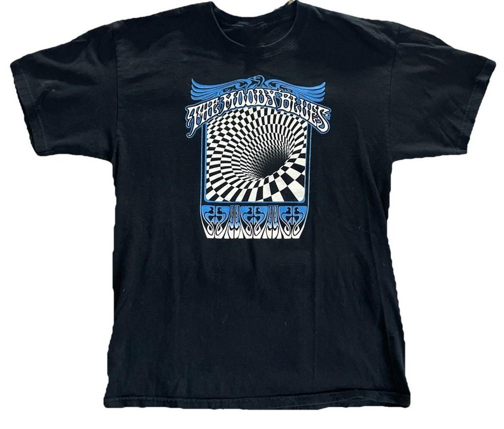 Vtg THE MOODY BLUES Band Tour Cotton Black All Size Shirt SE487 Unisex T-Shirt L