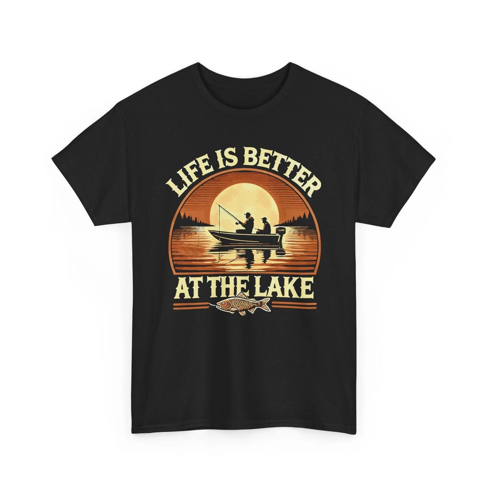 

I Rather Be Fishing T-Shirt - Funny Angler Tee for Kayakers Fishing Enthusiasts L