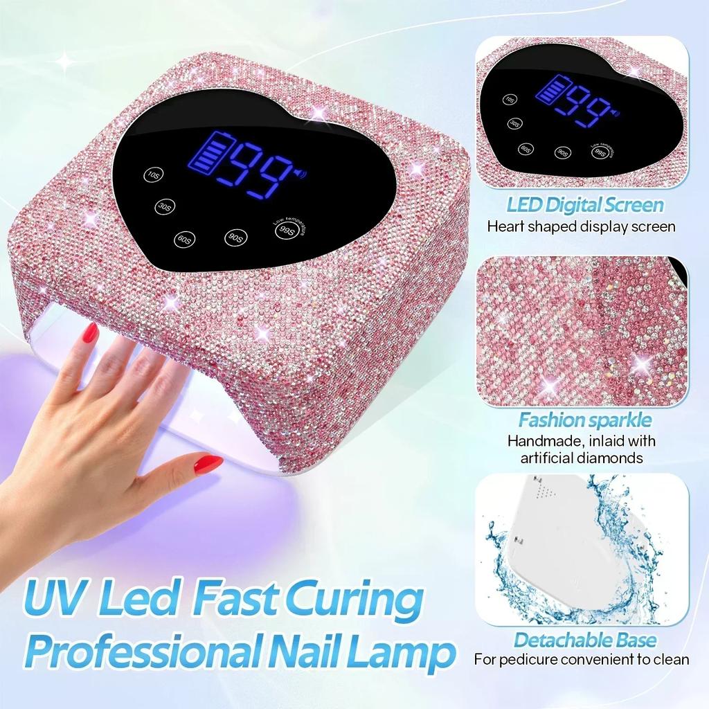 72W Cordless UV Nail Lamp Rechargeable 30 LEDs Nail Dryer UV Light Cabin Professional Nail Art Manicure Tools for Home and Salon