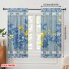 2pcs,2D Plane Printing Print Curtains Blue Yellow Floral Stripes Polyester (without Rod) Decorations Inside Use for Bedroom,
