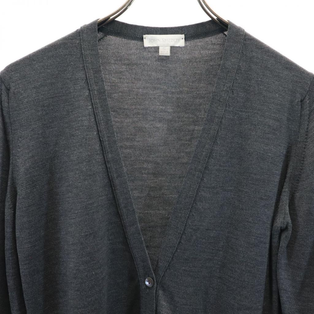 JOHN SMEDLEY British wool Long sleeve knit cardigan S Gray Women Used
