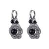 Retro black mesh zircon flower earrings, ear buckles, women's personality, high-end design earrings, fashion earrings.