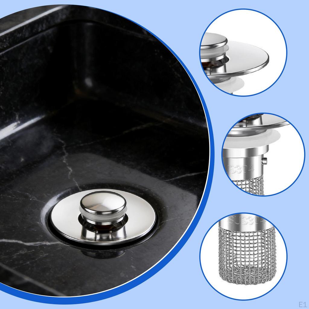 2 Pieces Bathroom Sink Stopper Hair Catcher Basin Drain Kitchen Strainer with Metal PP